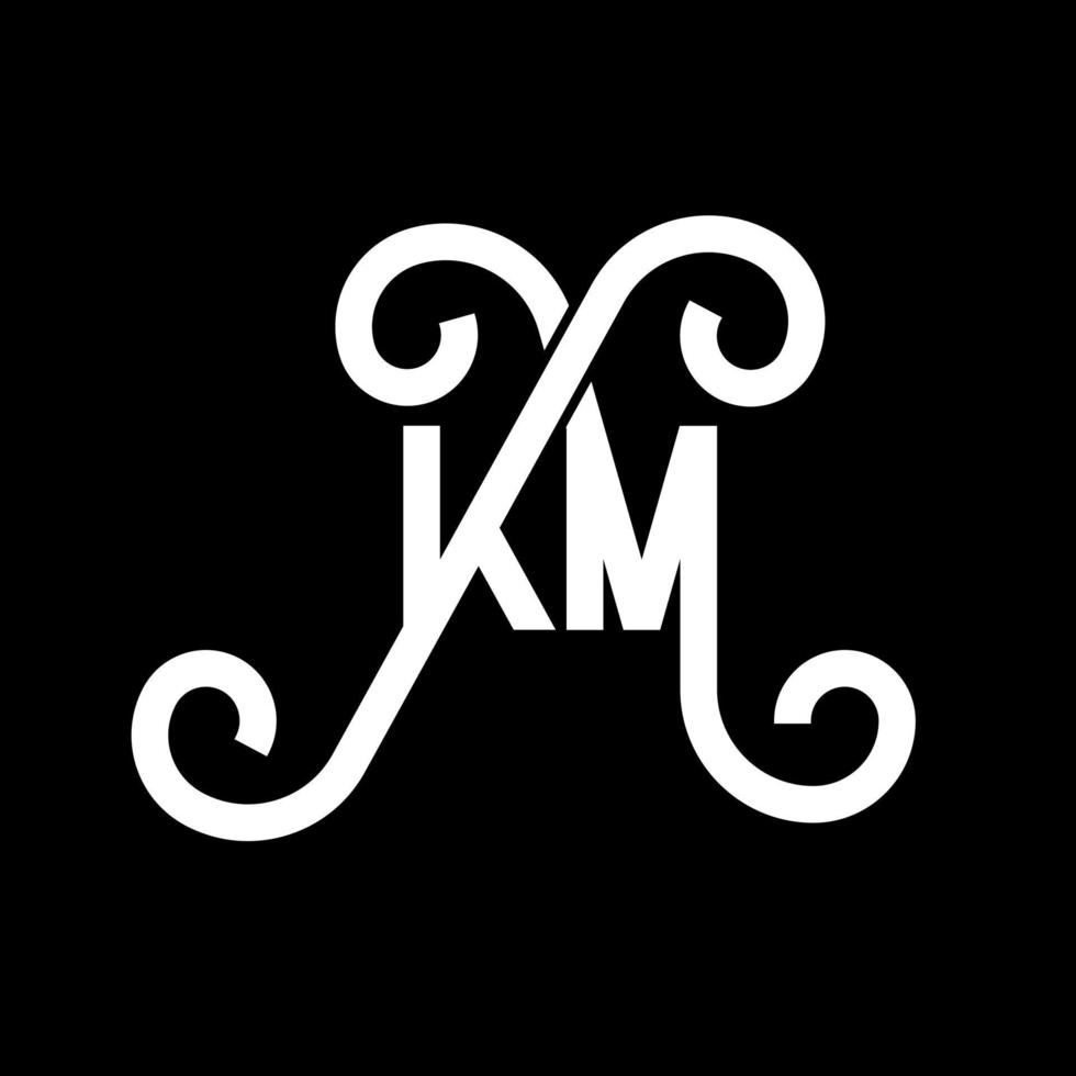 KM letter logo design on black background. KM creative initials letter logo concept. km letter design. KM white letter design on black background. K M, k m logo vector