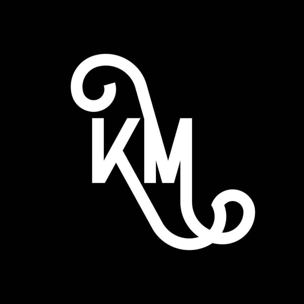 KM letter logo design on black background. KM creative initials letter logo concept. km letter design. KM white letter design on black background. K M, k m logo vector