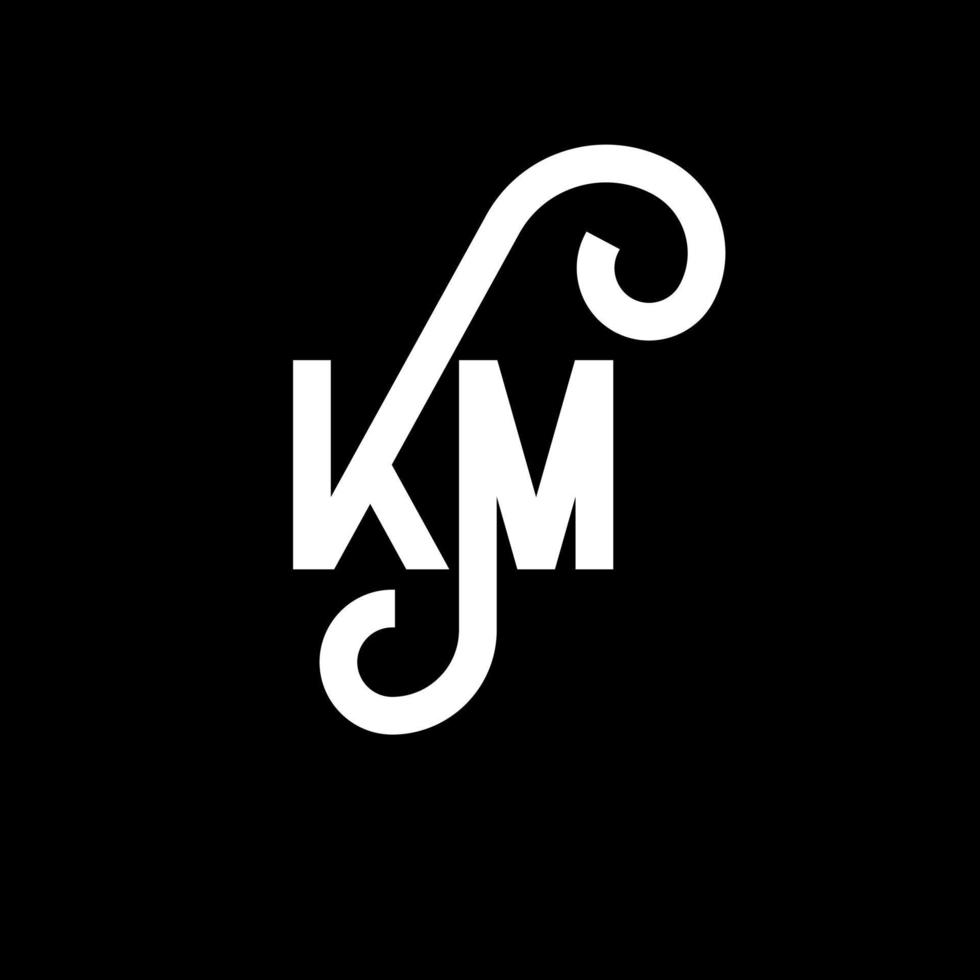 diseño de logotipo de letra km sobre fondo negro. concepto de logotipo de letra de iniciales creativas km. diseño de letras km. km diseño de letras blancas sobre fondo negro. km, logotipo de km vector