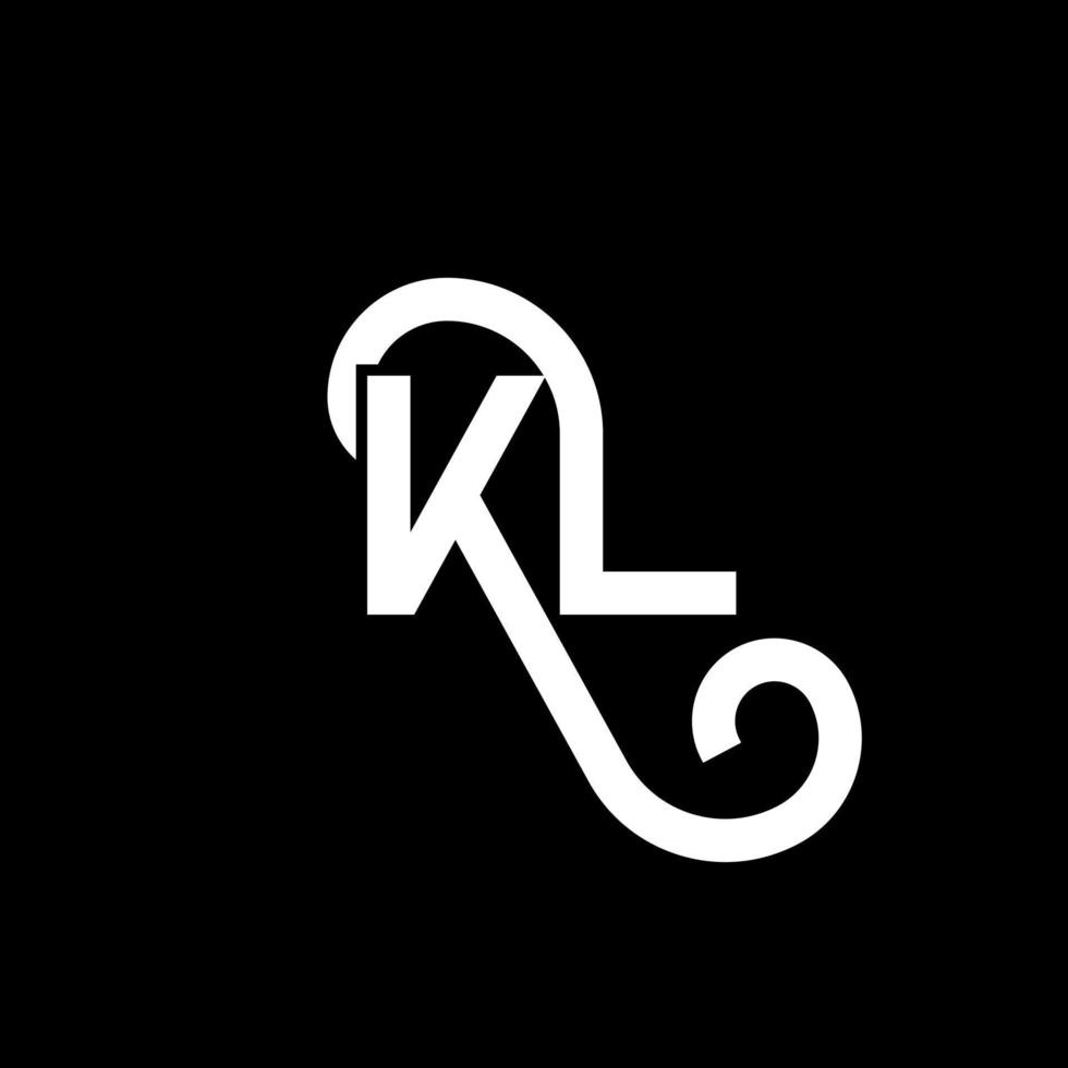 diseño de logotipo de letra kl sobre fondo negro. concepto de logotipo de letra de iniciales creativas kl. diseño de letra kl. kl diseño de letras blancas sobre fondo negro. logotipo de kl, kl vector