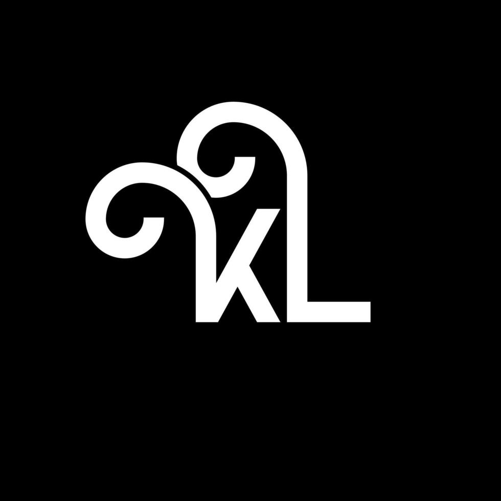 diseño de logotipo de letra kl sobre fondo negro. concepto de logotipo de letra de iniciales creativas kl. diseño de letra kl. kl diseño de letras blancas sobre fondo negro. logotipo de kl, kl vector