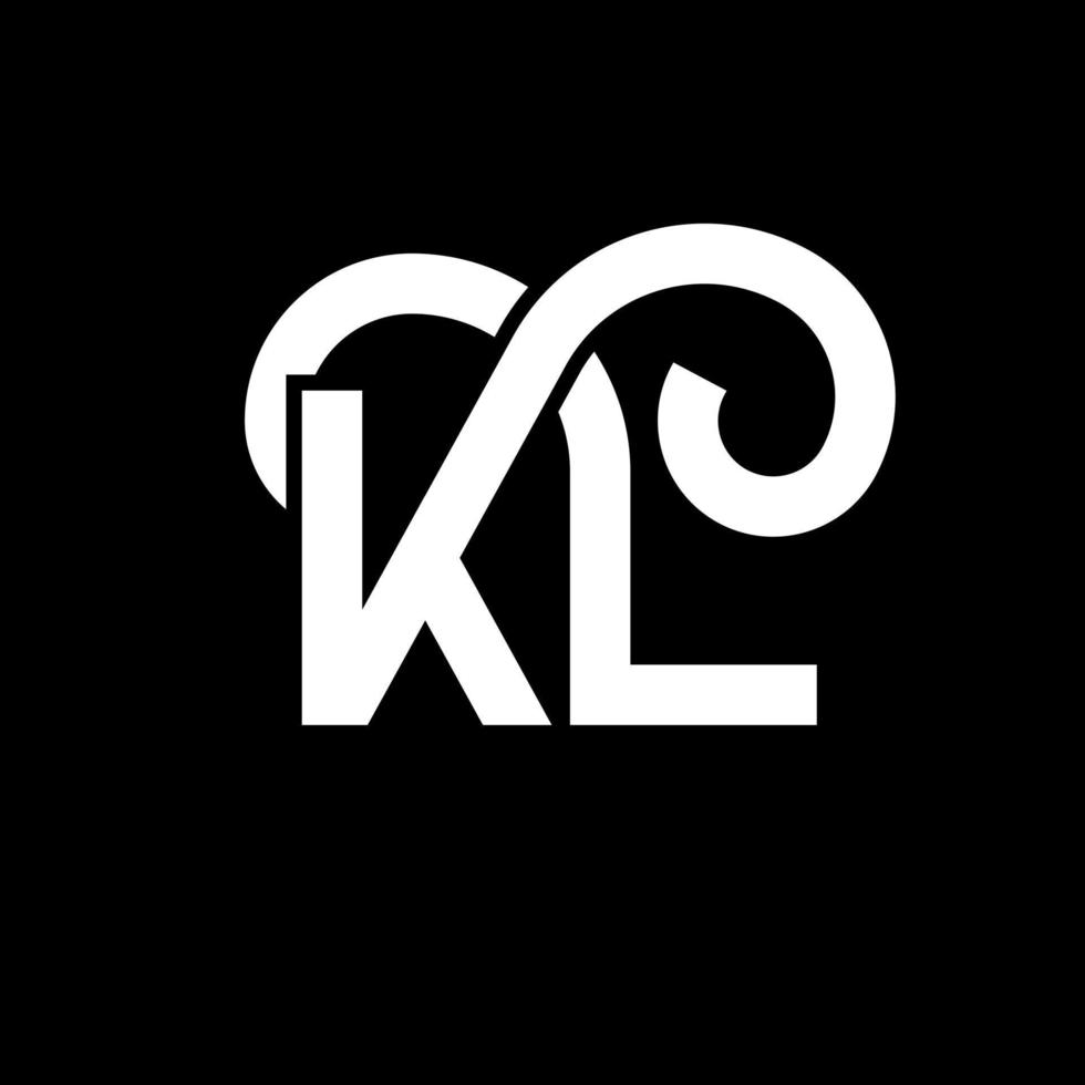 diseño de logotipo de letra kl sobre fondo negro. concepto de logotipo de letra de iniciales creativas kl. diseño de letra kl. kl diseño de letras blancas sobre fondo negro. logotipo de kl, kl vector