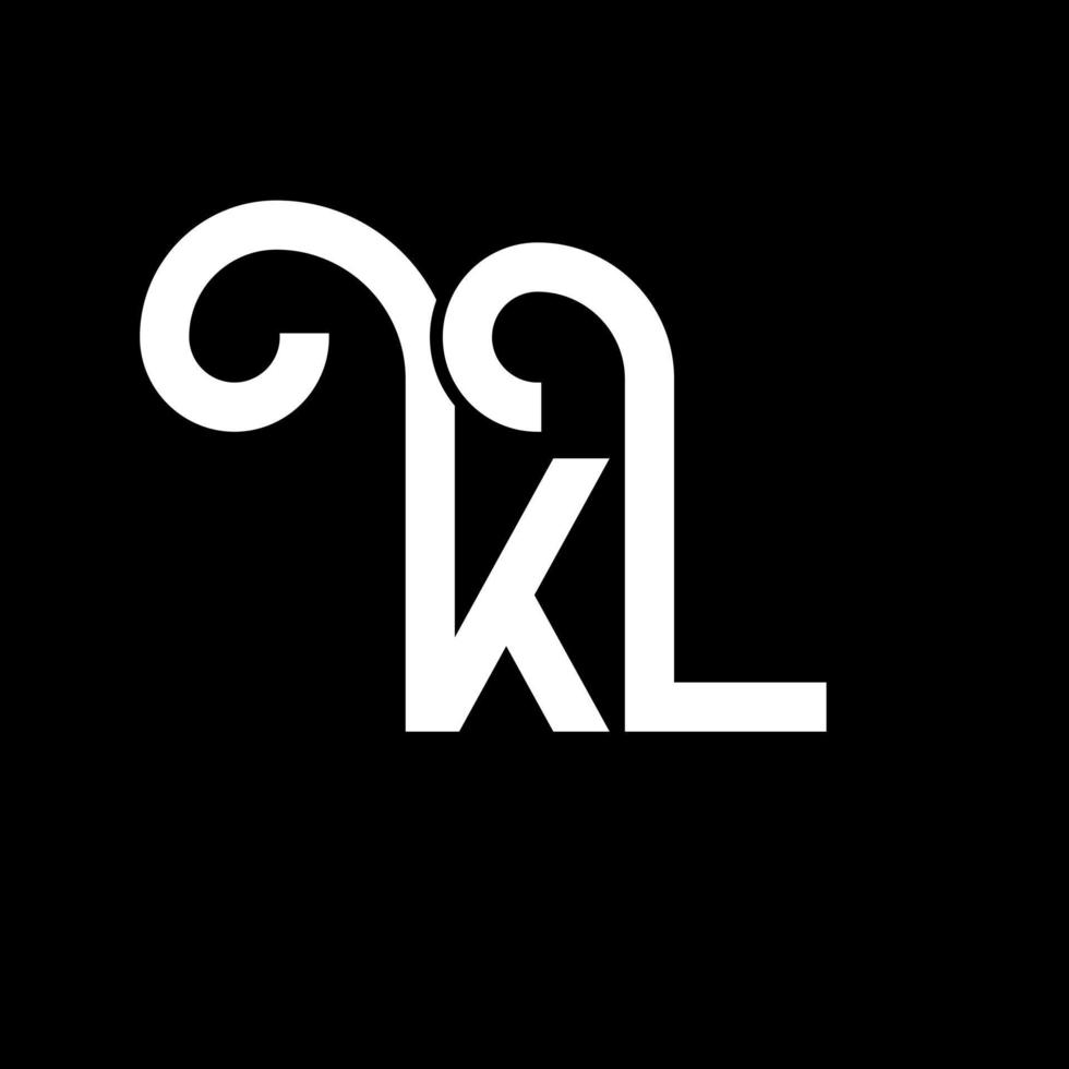 diseño de logotipo de letra kl sobre fondo negro. concepto de logotipo de letra de iniciales creativas kl. diseño de letra kl. kl diseño de letras blancas sobre fondo negro. logotipo de kl, kl vector