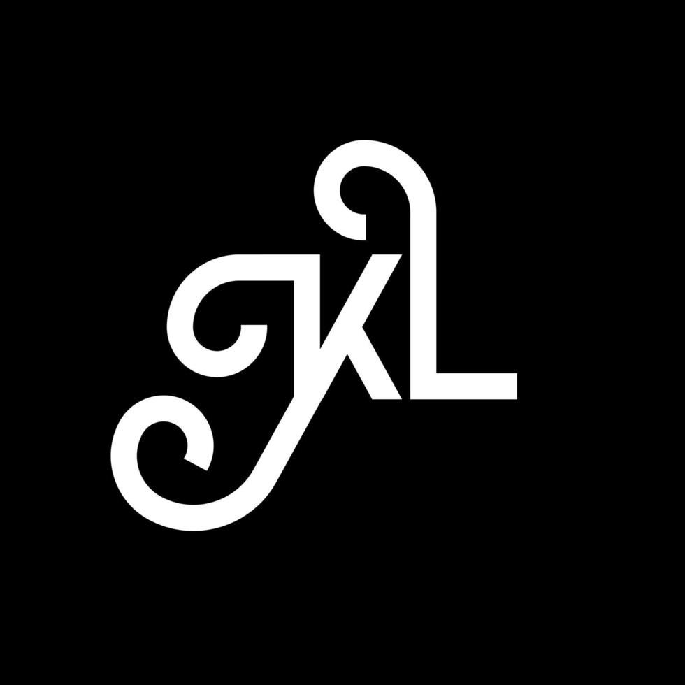 diseño de logotipo de letra kl sobre fondo negro. concepto de logotipo de letra de iniciales creativas kl. diseño de letra kl. kl diseño de letras blancas sobre fondo negro. logotipo de kl, kl vector