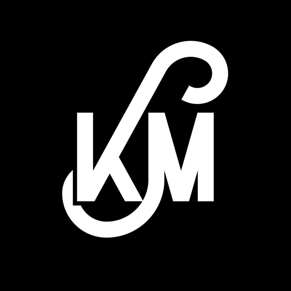 diseño de logotipo de letra km sobre fondo negro. concepto de logotipo de letra de iniciales creativas km. diseño de letras km. km diseño de letras blancas sobre fondo negro. km, logotipo de km vector