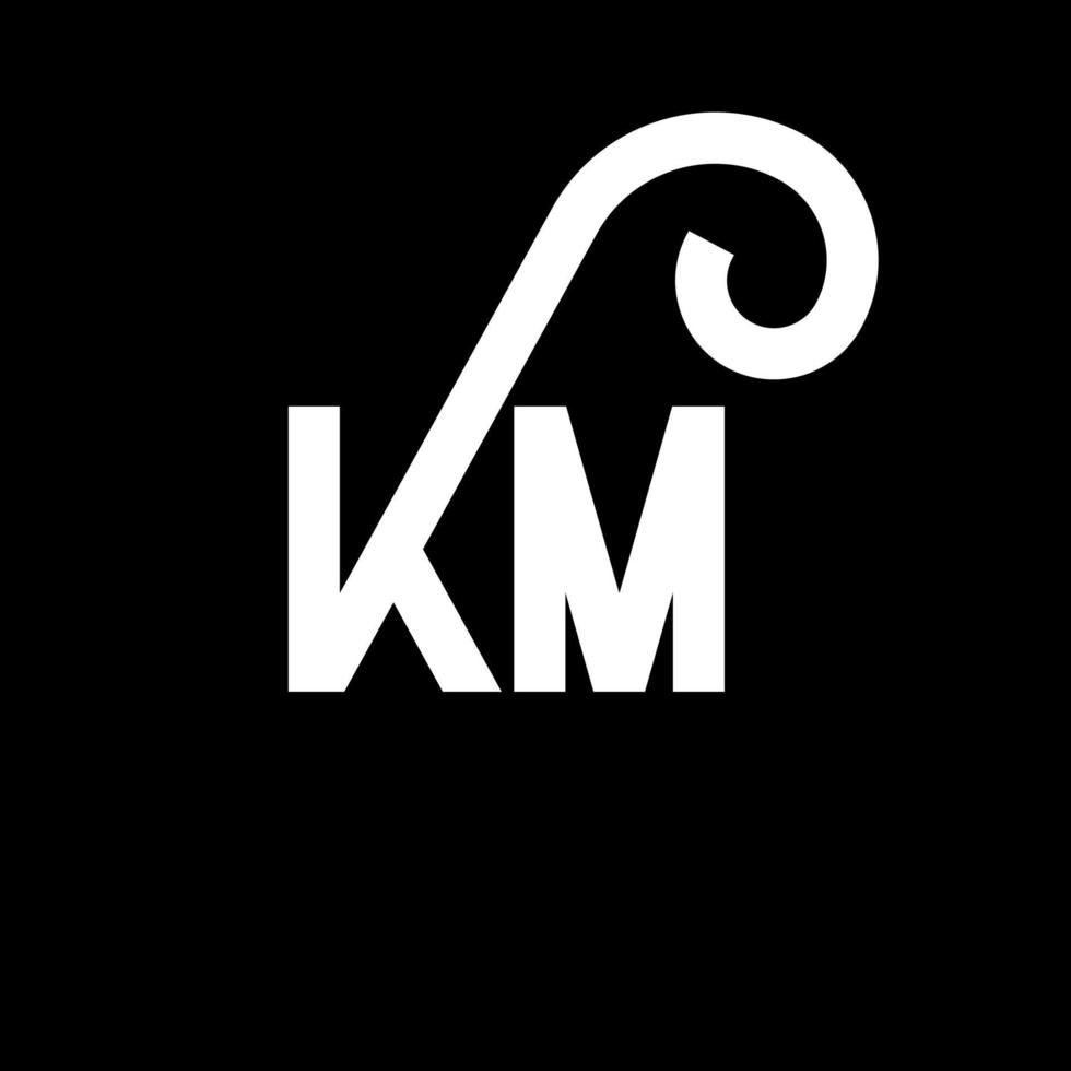 diseño de logotipo de letra km sobre fondo negro. concepto de logotipo de letra de iniciales creativas km. diseño de letras km. km diseño de letras blancas sobre fondo negro. km, logotipo de km vector