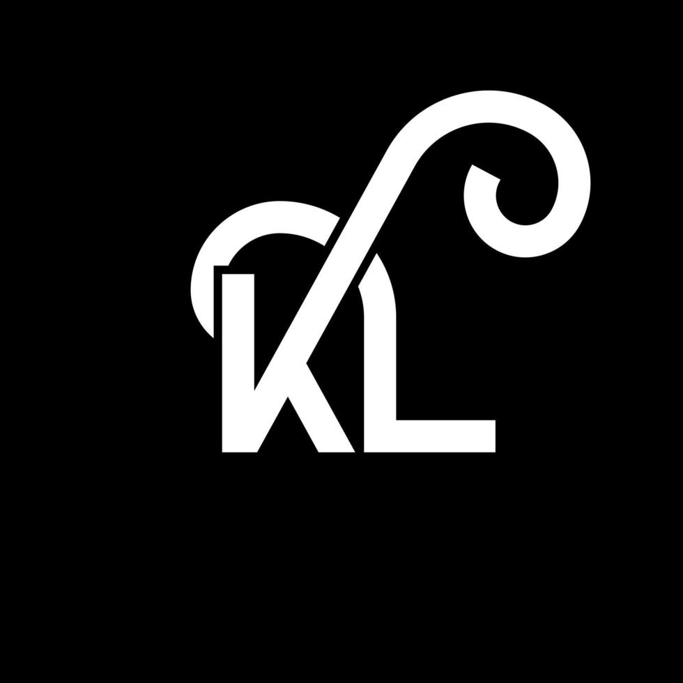 diseño de logotipo de letra kl sobre fondo negro. concepto de logotipo de letra de iniciales creativas kl. diseño de letra kl. kl diseño de letras blancas sobre fondo negro. logotipo de kl, kl vector