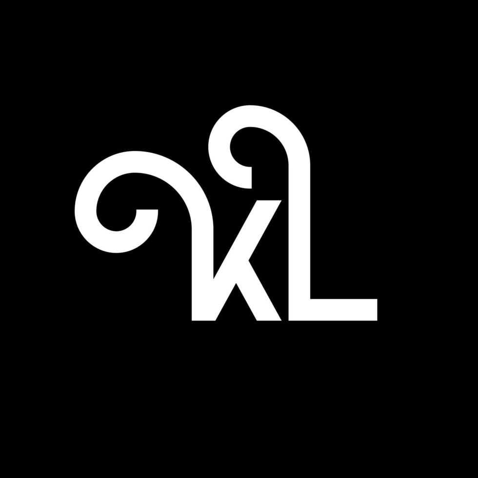 diseño de logotipo de letra kl sobre fondo negro. concepto de logotipo de letra de iniciales creativas kl. diseño de letra kl. kl diseño de letras blancas sobre fondo negro. logotipo de kl, kl vector