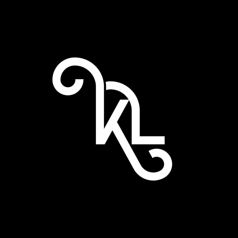 diseño de logotipo de letra kl sobre fondo negro. concepto de logotipo de letra de iniciales creativas kl. diseño de letra kl. kl diseño de letras blancas sobre fondo negro. logotipo de kl, kl vector