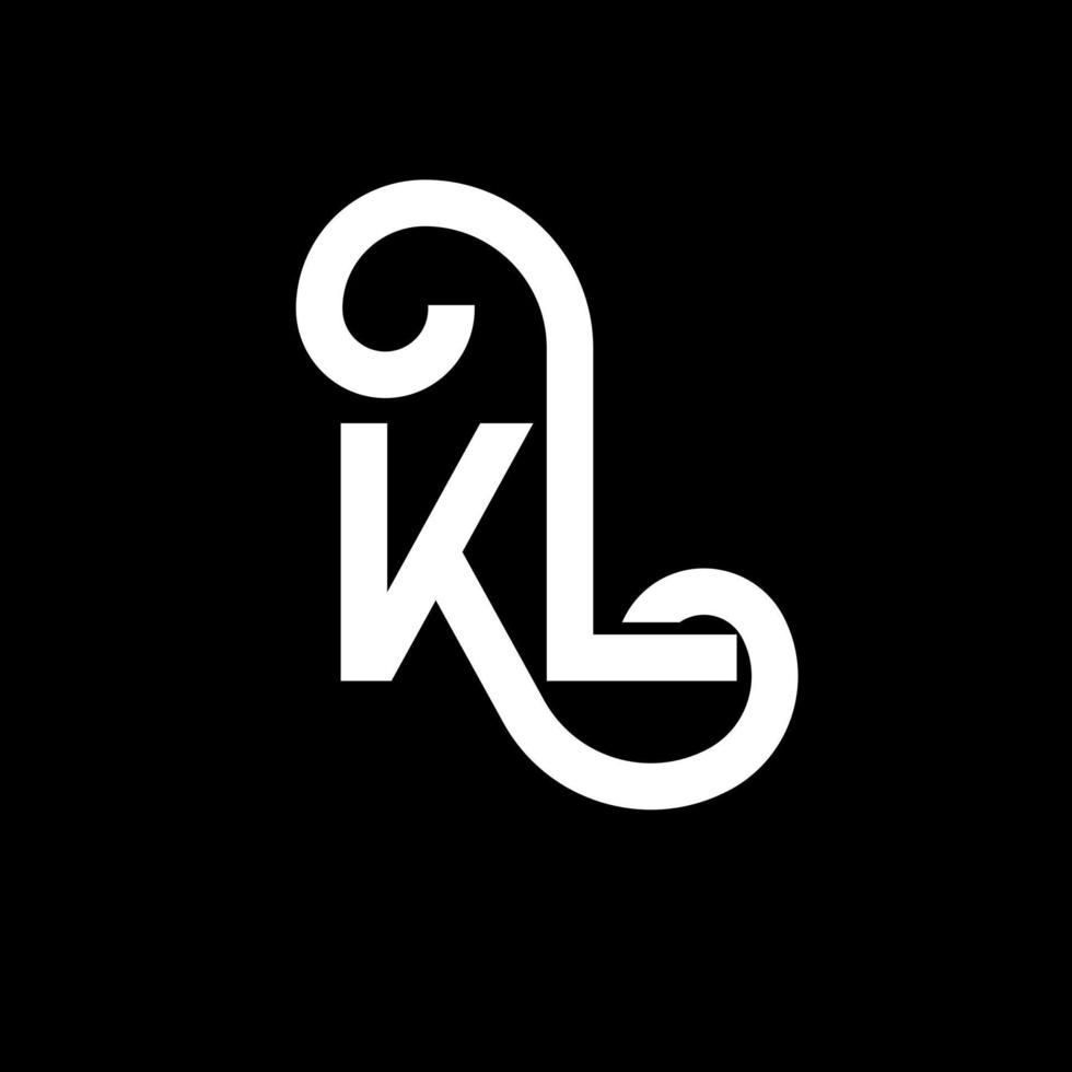 diseño de logotipo de letra kl sobre fondo negro. concepto de logotipo de letra de iniciales creativas kl. diseño de letra kl. kl diseño de letras blancas sobre fondo negro. logotipo de kl, kl vector