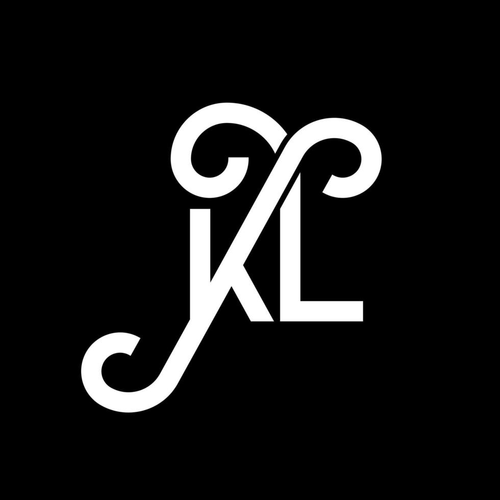 diseño de logotipo de letra kl sobre fondo negro. concepto de logotipo de letra de iniciales creativas kl. diseño de letra kl. kl diseño de letras blancas sobre fondo negro. logotipo de kl, kl vector