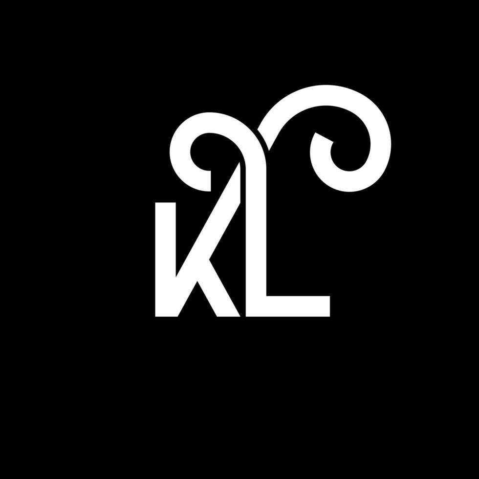 diseño de logotipo de letra kl sobre fondo negro. concepto de logotipo de letra de iniciales creativas kl. diseño de letra kl. kl diseño de letras blancas sobre fondo negro. logotipo de kl, kl vector