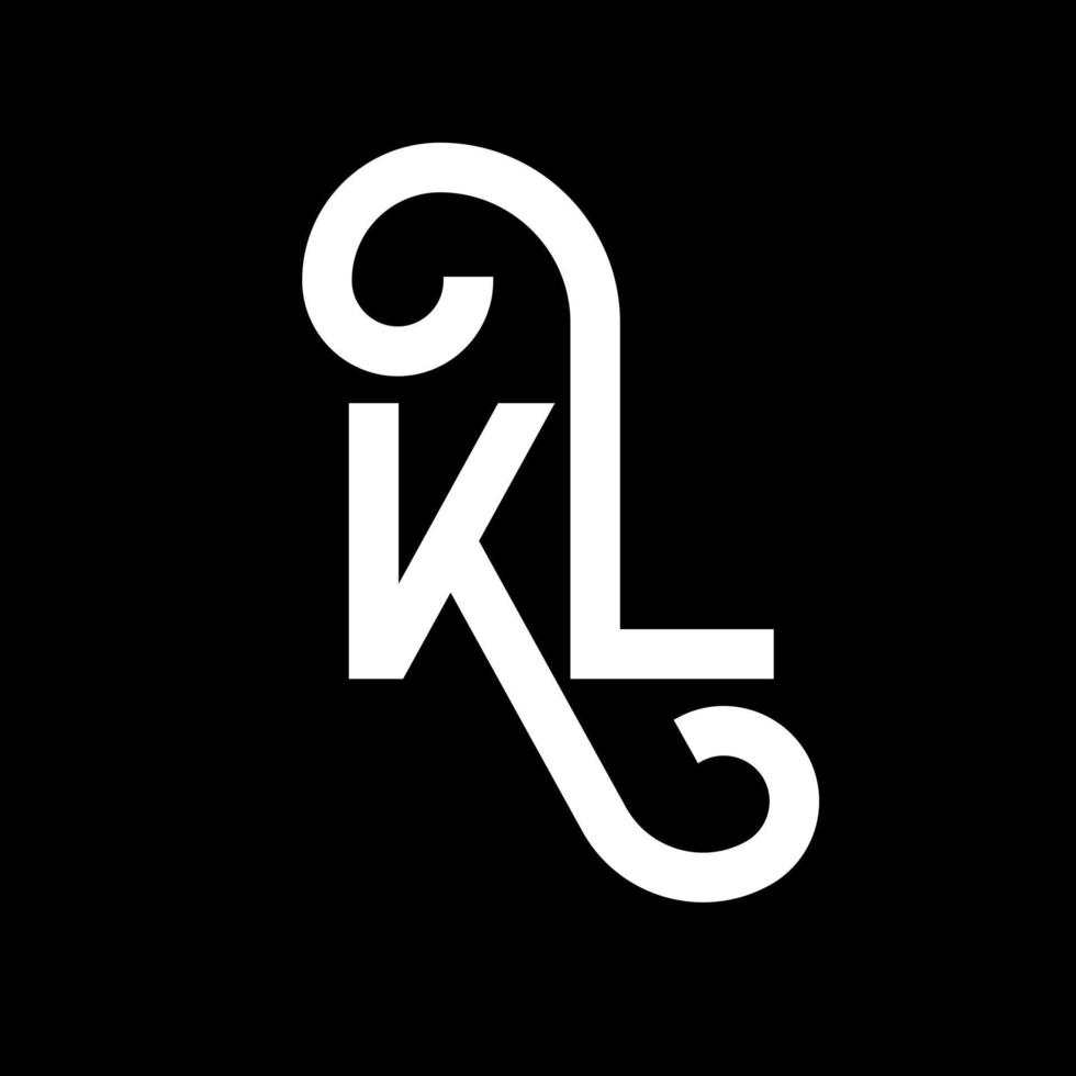 diseño de logotipo de letra kl sobre fondo negro. concepto de logotipo de letra de iniciales creativas kl. diseño de letra kl. kl diseño de letras blancas sobre fondo negro. logotipo de kl, kl vector