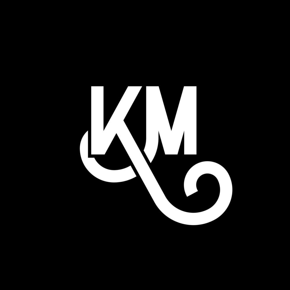 diseño de logotipo de letra km sobre fondo negro. concepto de logotipo de letra de iniciales creativas km. diseño de letras km. km diseño de letras blancas sobre fondo negro. km, logotipo de km vector