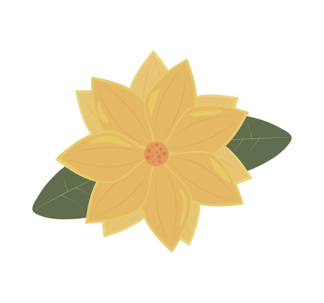 flor amarilla y hoja vector