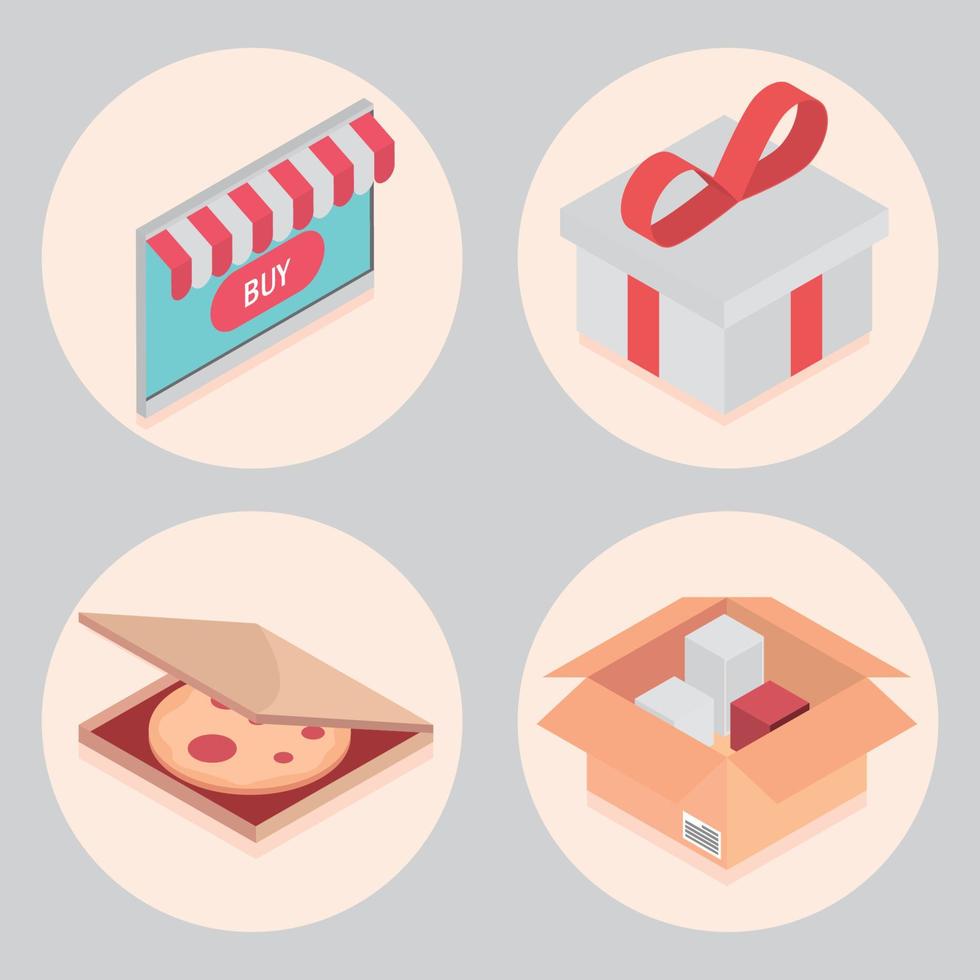 shopping online icons collection vector