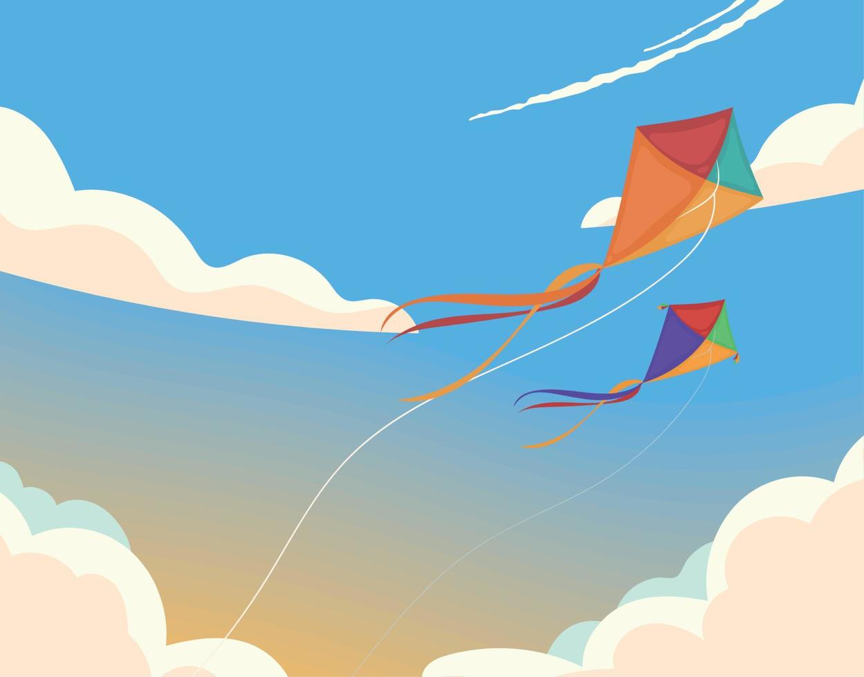 flying kites in the sky vector