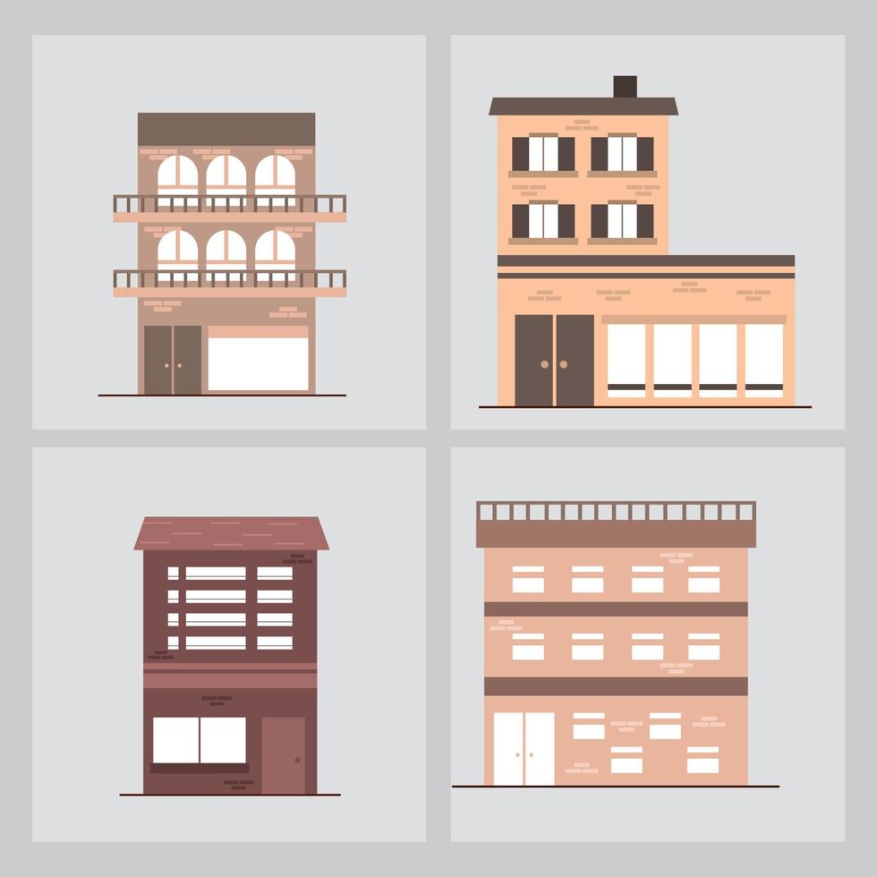 city buildings icons vector