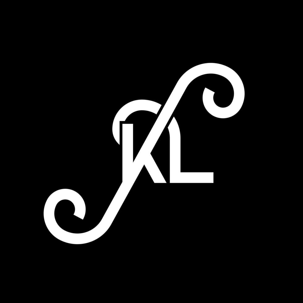 diseño de logotipo de letra kl sobre fondo negro. concepto de logotipo de letra de iniciales creativas kl. diseño de letra kl. kl diseño de letras blancas sobre fondo negro. logotipo de kl, kl vector