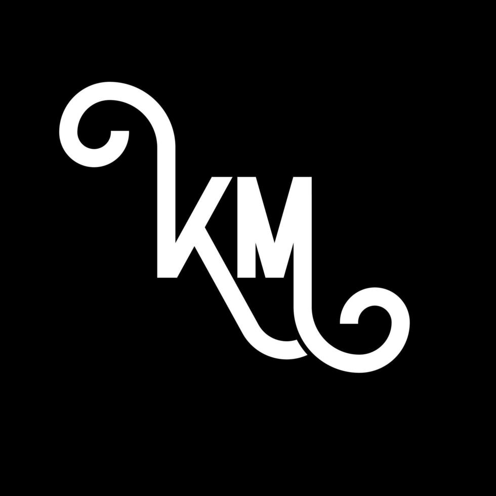 KM letter logo design on black background. KM creative initials letter logo concept. km letter design. KM white letter design on black background. K M, k m logo vector