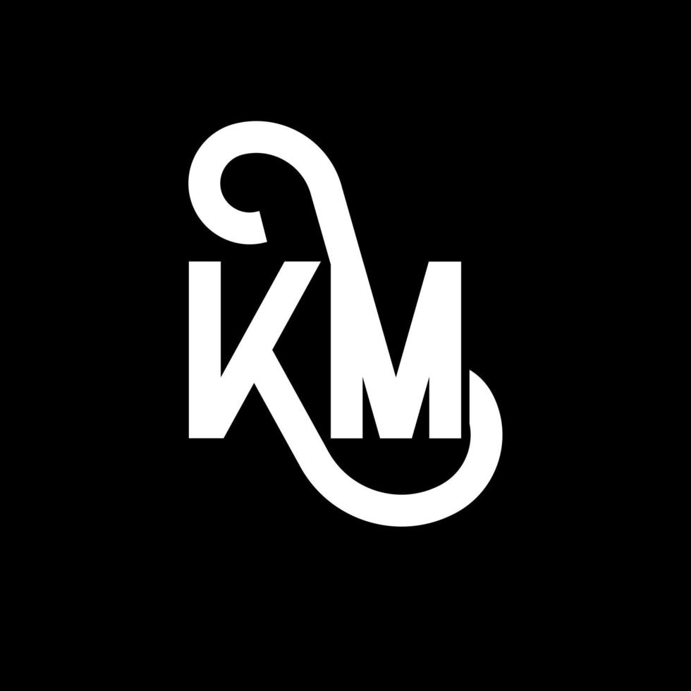 diseño de logotipo de letra km sobre fondo negro. concepto de logotipo de letra de iniciales creativas km. diseño de letras km. km diseño de letras blancas sobre fondo negro. km, logotipo de km vector