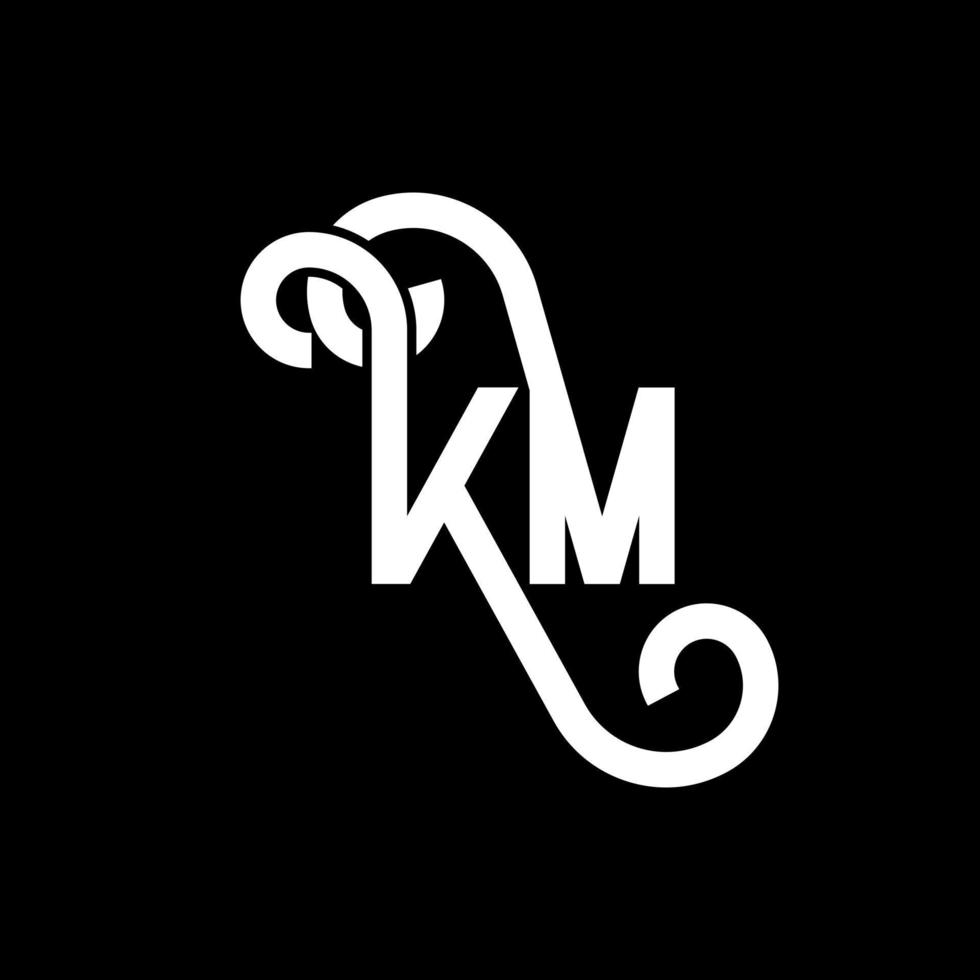 diseño de logotipo de letra km sobre fondo negro. concepto de logotipo de letra de iniciales creativas km. diseño de letras km. km diseño de letras blancas sobre fondo negro. km, logotipo de km vector