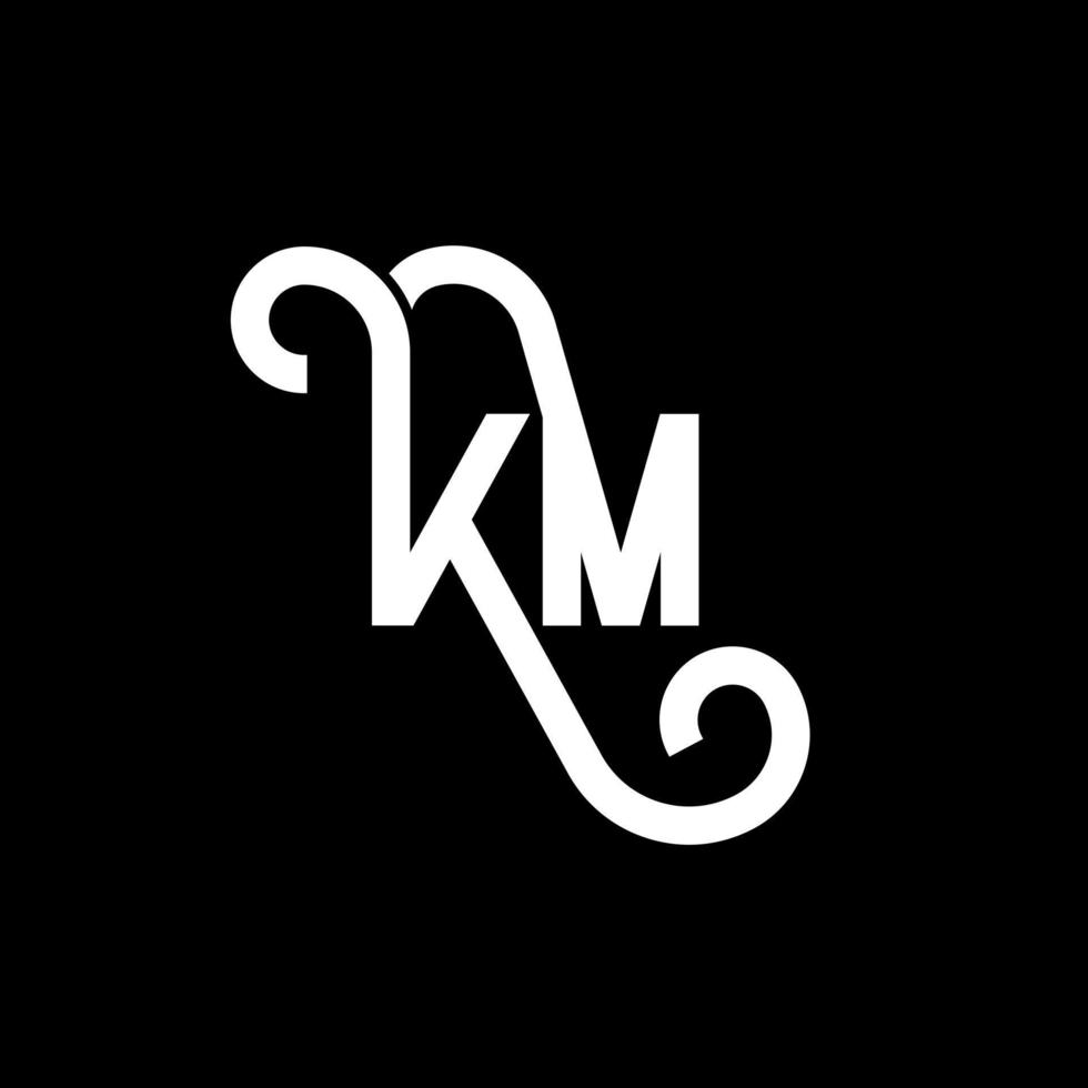 diseño de logotipo de letra km sobre fondo negro. concepto de logotipo de letra de iniciales creativas km. diseño de letras km. km diseño de letras blancas sobre fondo negro. km, logotipo de km vector