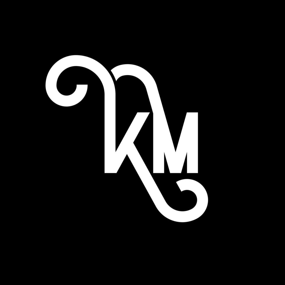 diseño de logotipo de letra km sobre fondo negro. concepto de logotipo de letra de iniciales creativas km. diseño de letras km. km diseño de letras blancas sobre fondo negro. km, logotipo de km vector