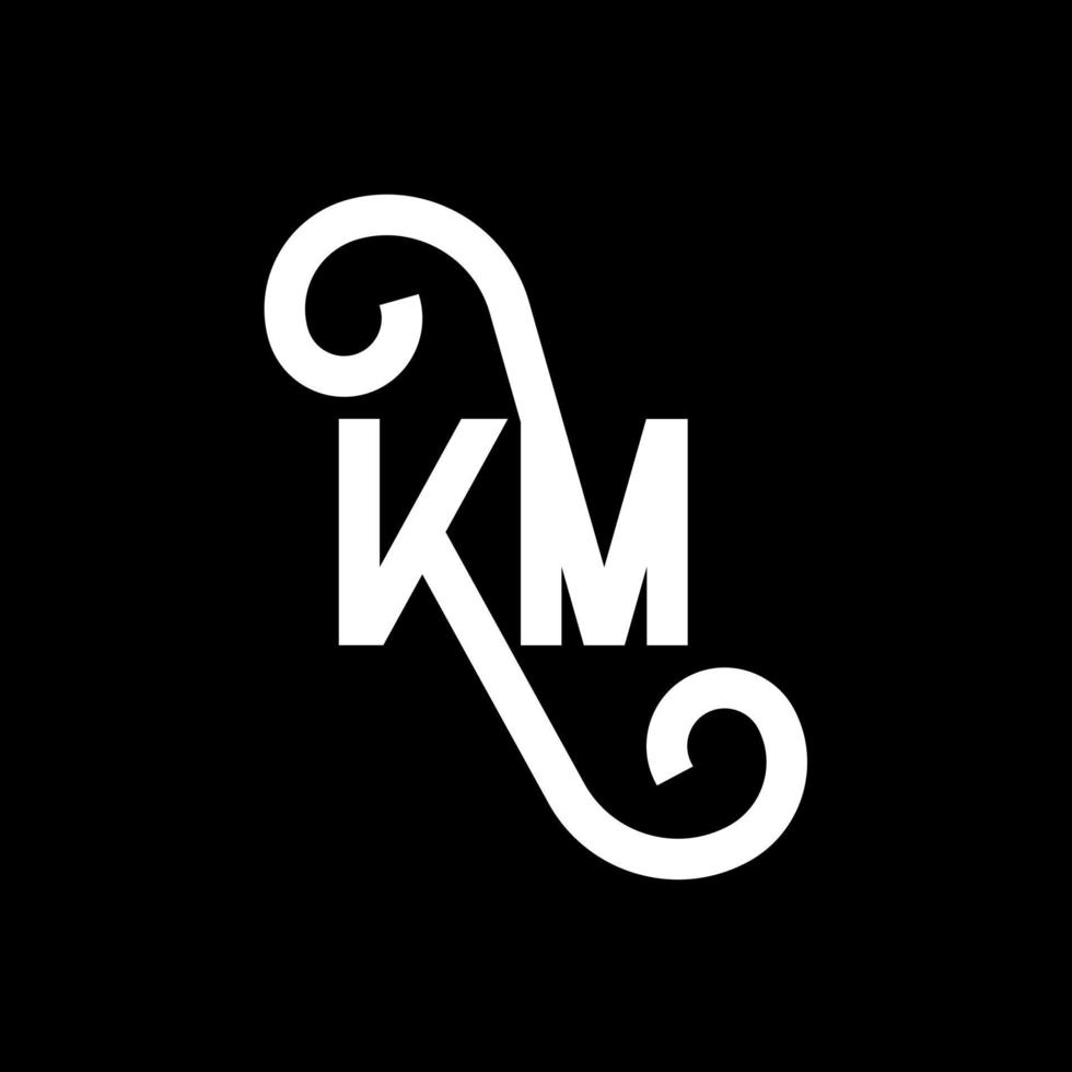 KM letter logo design on black background. KM creative initials letter logo concept. km letter design. KM white letter design on black background. K M, k m logo vector