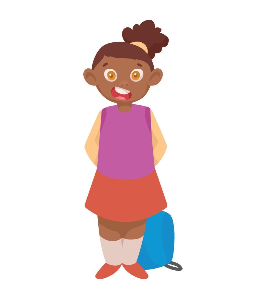 chica estudiante afro con mochila vector