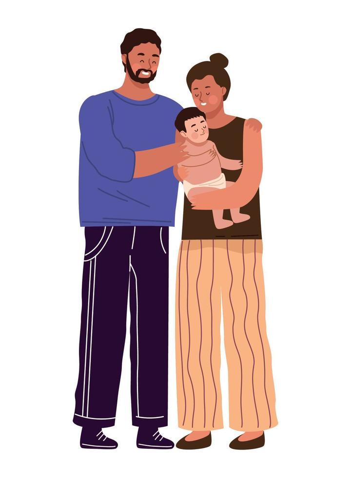 pareja de padres y bebe vector