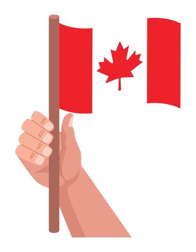 mano con bandera canadiense vector