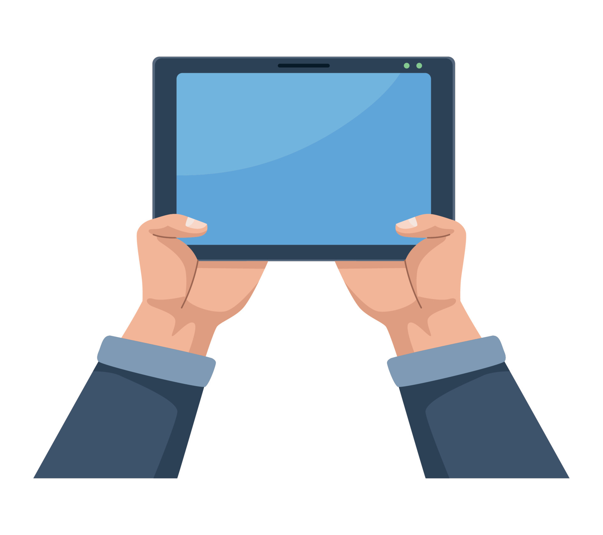 Hands using tablet 10460167 vector art at vecteezy