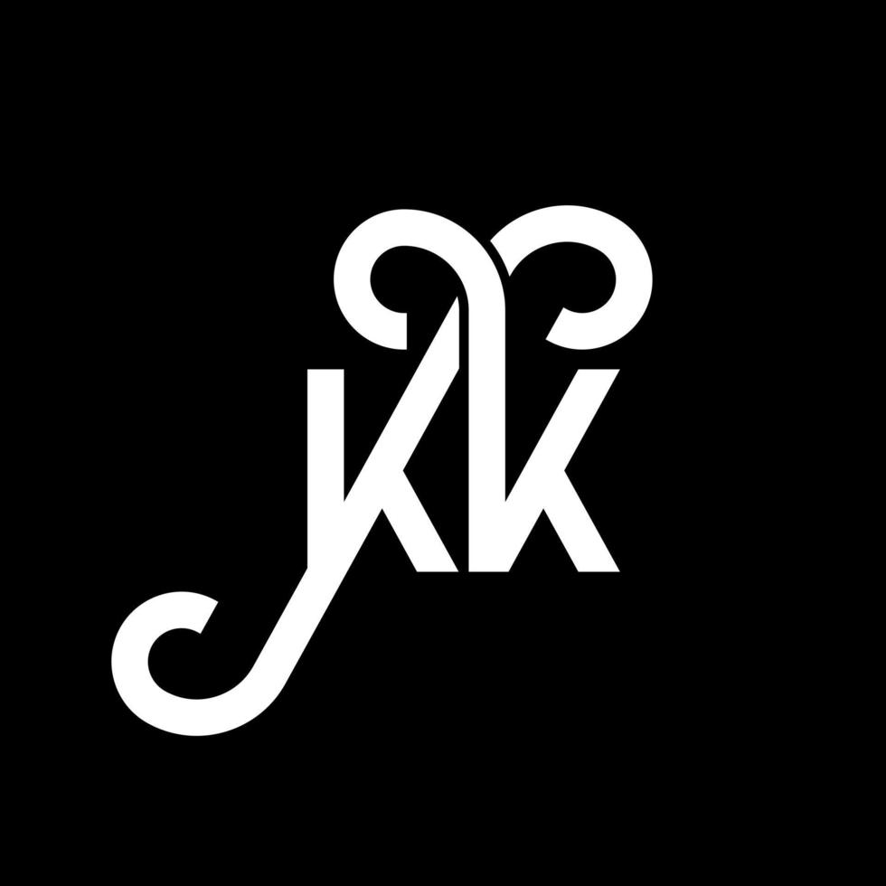 diseño del logotipo de la letra kk sobre fondo negro. concepto de logotipo de letra de iniciales creativas kk. diseño de letras kk. kk diseño de letras blancas sobre fondo negro. kk, logotipo de kk vector