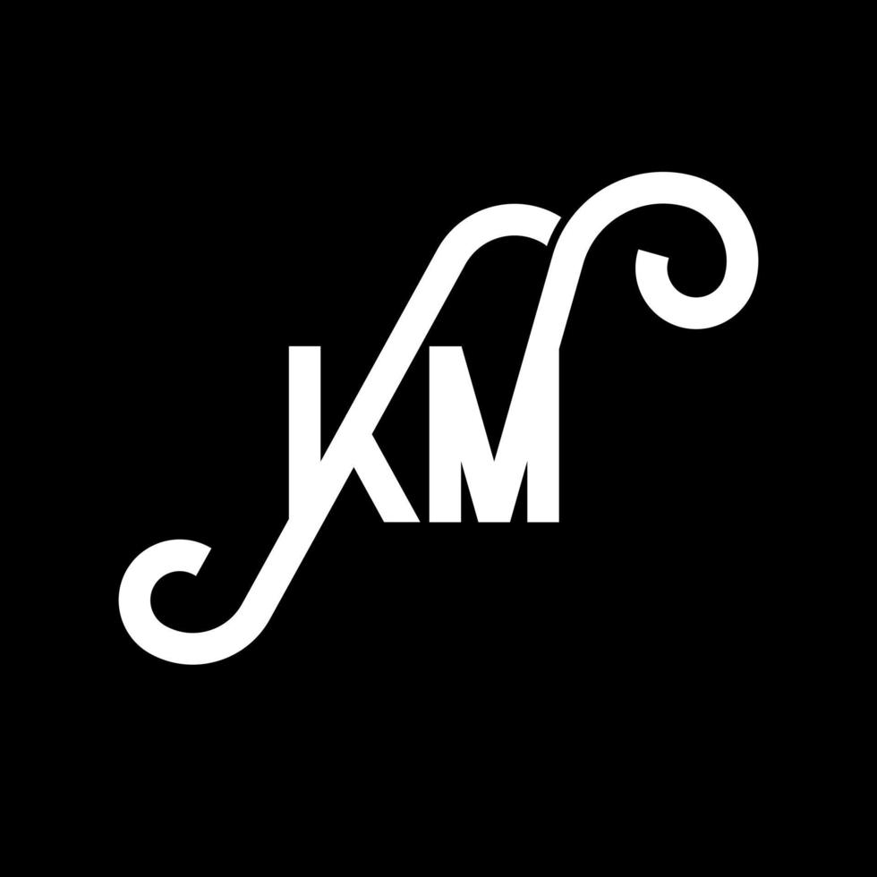 KM letter logo design on black background. KM creative initials letter logo concept. km letter design. KM white letter design on black background. K M, k m logo vector