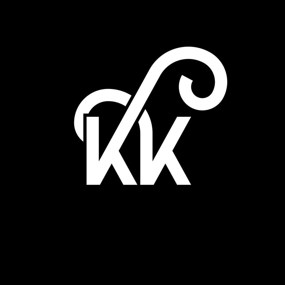 diseño del logotipo de la letra kk sobre fondo negro. concepto de logotipo de letra de iniciales creativas kk. diseño de letras kk. kk diseño de letras blancas sobre fondo negro. kk, logotipo de kk vector