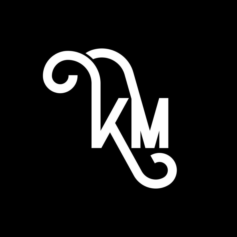 diseño de logotipo de letra km sobre fondo negro. concepto de logotipo de letra de iniciales creativas km. diseño de letras km. km diseño de letras blancas sobre fondo negro. km, logotipo de km vector