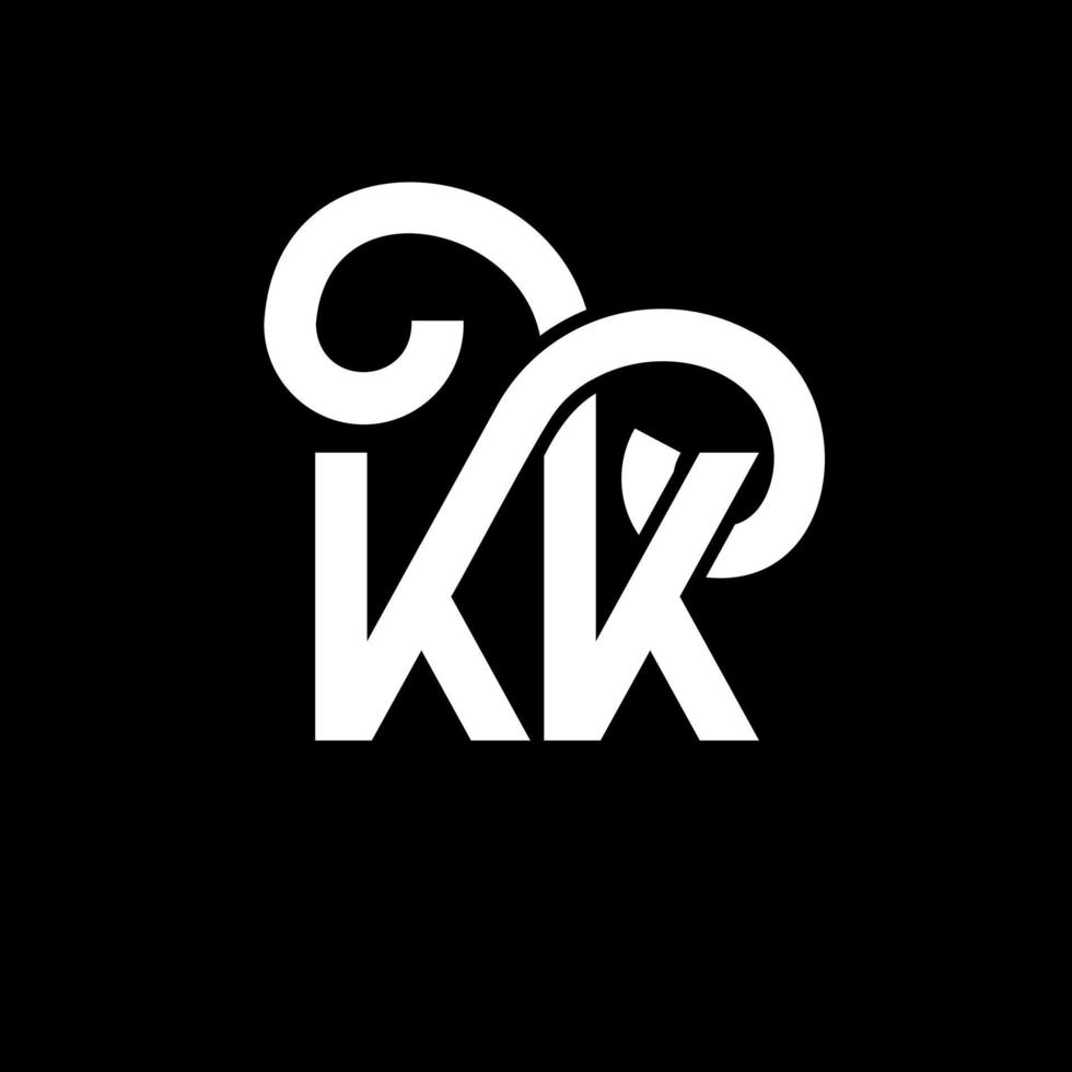 diseño del logotipo de la letra kk sobre fondo negro. concepto de logotipo de letra de iniciales creativas kk. diseño de letras kk. kk diseño de letras blancas sobre fondo negro. kk, logotipo de kk vector