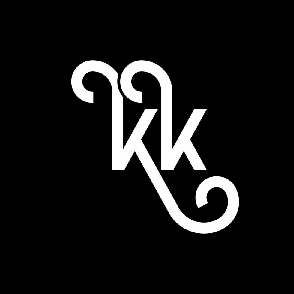 diseño del logotipo de la letra kk sobre fondo negro. concepto de logotipo de letra de iniciales creativas kk. diseño de letras kk. kk diseño de letras blancas sobre fondo negro. kk, logotipo de kk vector