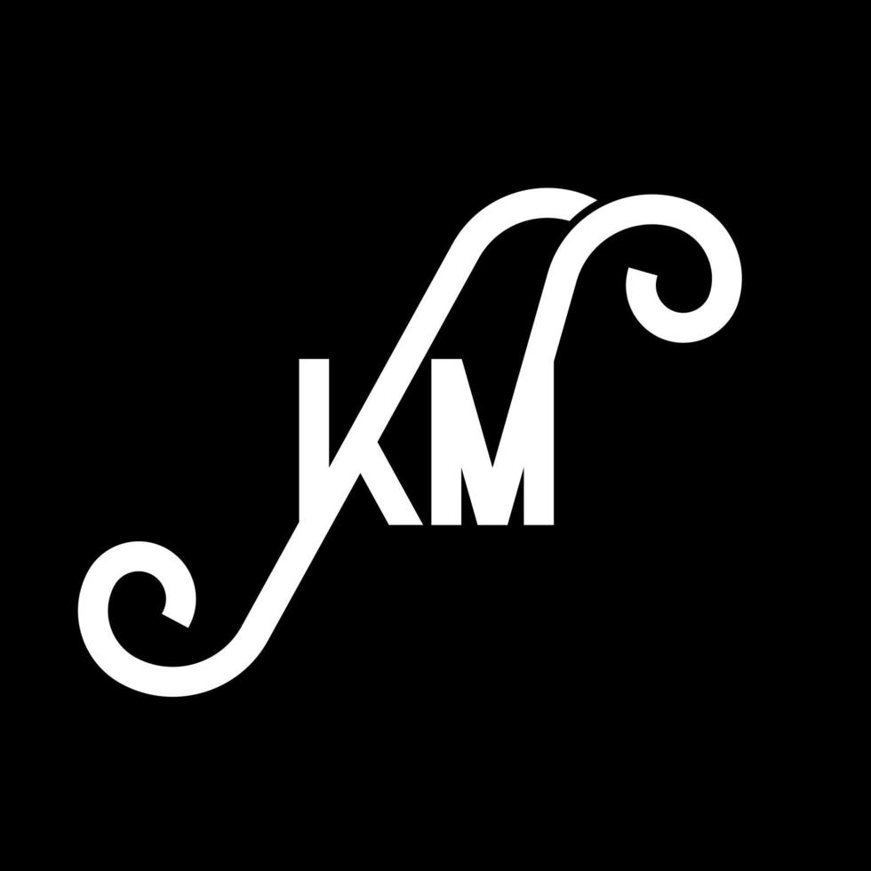 diseño de logotipo de letra km sobre fondo negro. concepto de logotipo de letra de iniciales creativas km. diseño de letras km. km diseño de letras blancas sobre fondo negro. km, logotipo de km vector