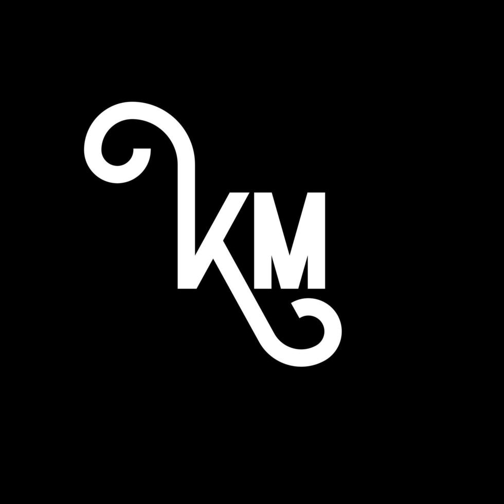 diseño de logotipo de letra km sobre fondo negro. concepto de logotipo de letra de iniciales creativas km. diseño de letras km. km diseño de letras blancas sobre fondo negro. km, logotipo de km vector