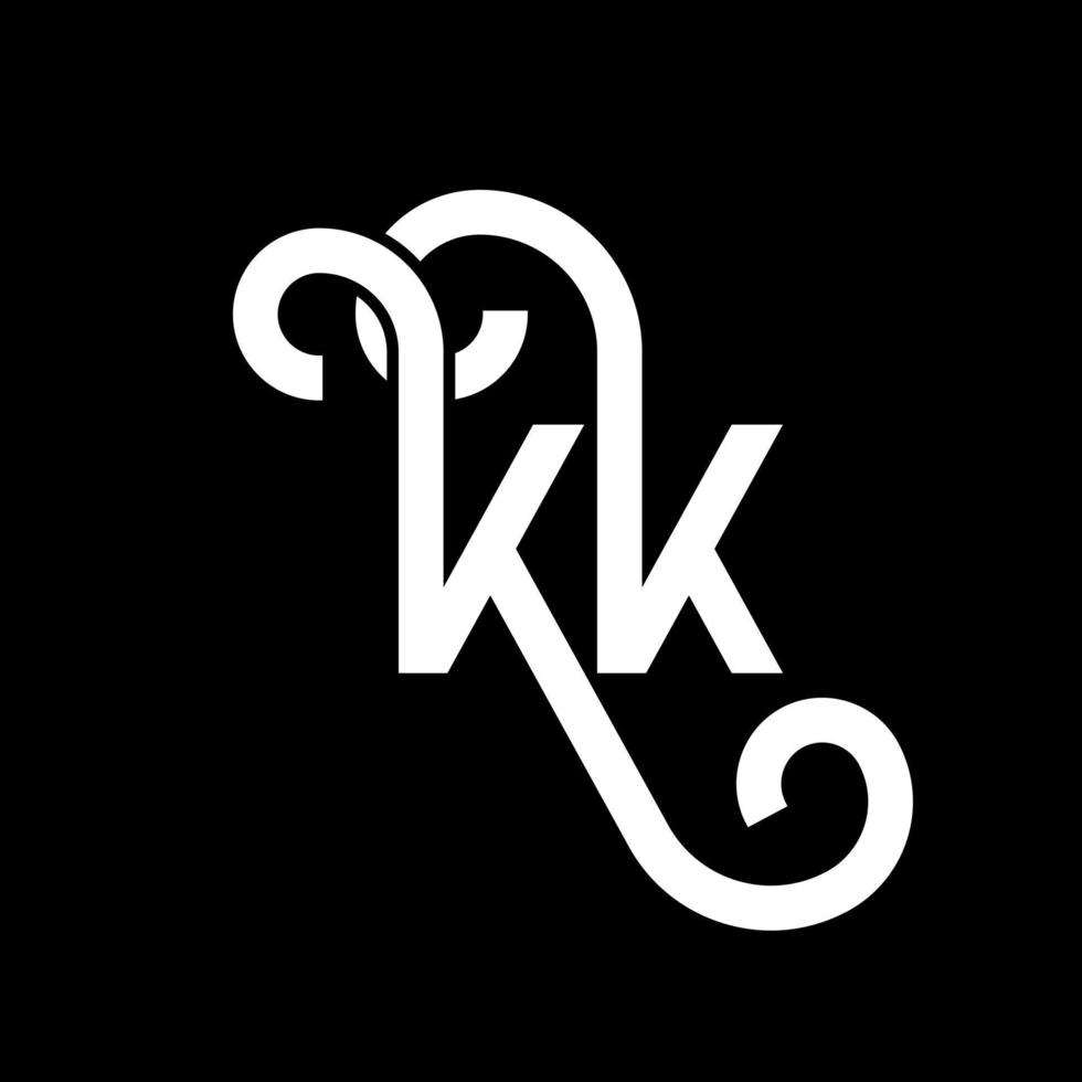 diseño del logotipo de la letra kk sobre fondo negro. concepto de logotipo de letra de iniciales creativas kk. diseño de letras kk. kk diseño de letras blancas sobre fondo negro. kk, logotipo de kk vector