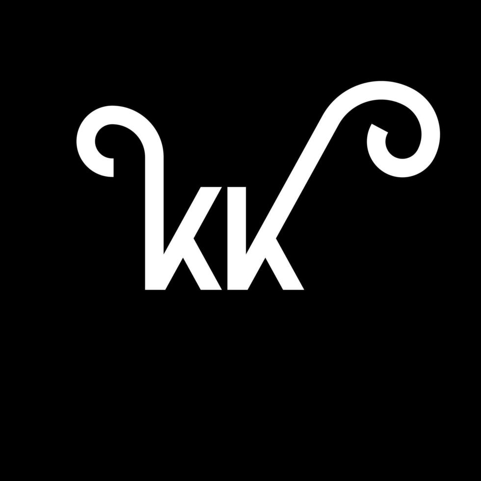 diseño del logotipo de la letra kk sobre fondo negro. concepto de logotipo de letra de iniciales creativas kk. diseño de letras kk. kk diseño de letras blancas sobre fondo negro. kk, logotipo de kk vector