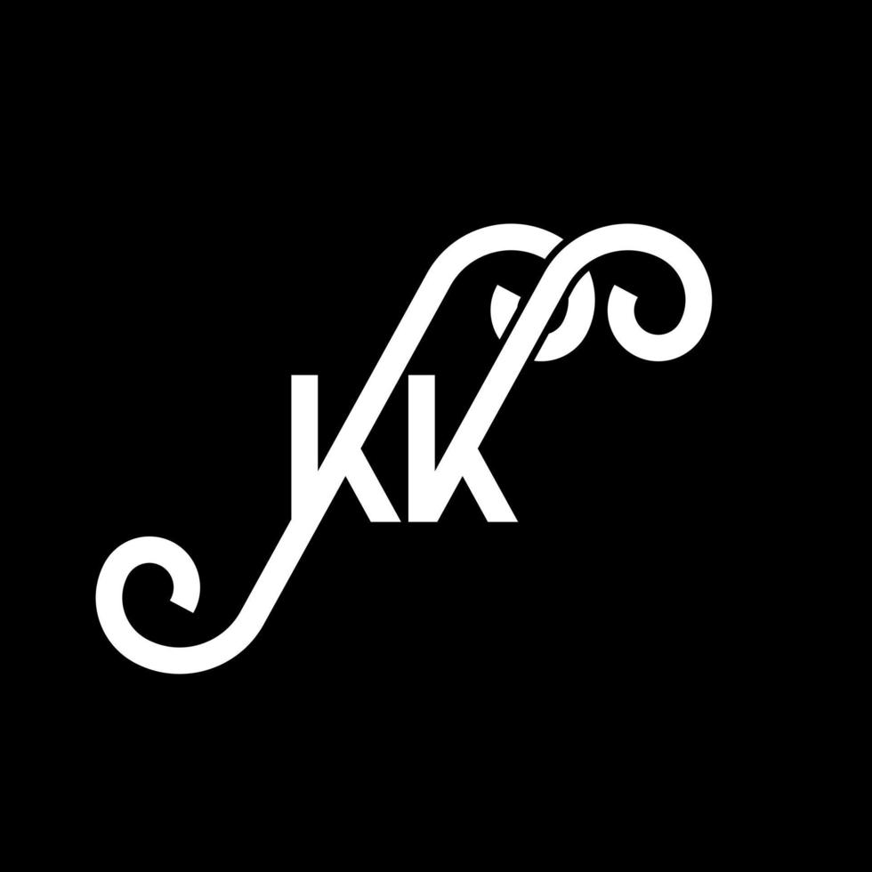 diseño del logotipo de la letra kk sobre fondo negro. concepto de logotipo de letra de iniciales creativas kk. diseño de letras kk. kk diseño de letras blancas sobre fondo negro. kk, logotipo de kk vector