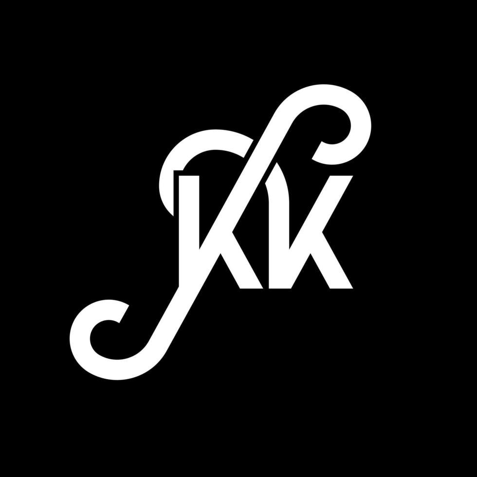 KK letter logo design on black background. KK creative initials letter logo concept. kk letter design. KK white letter design on black background. K K, k k logo vector