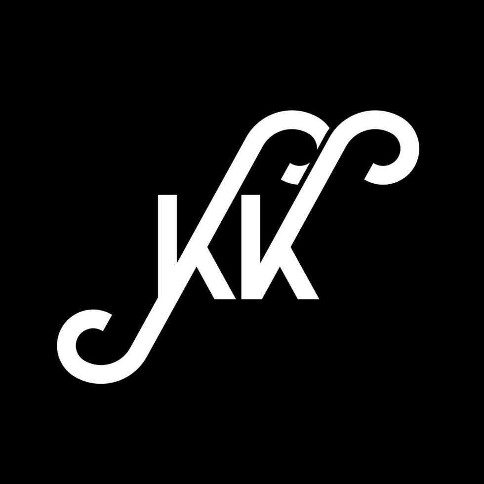 diseño del logotipo de la letra kk sobre fondo negro. concepto de logotipo de letra de iniciales creativas kk. diseño de letras kk. kk diseño de letras blancas sobre fondo negro. kk, logotipo de kk vector