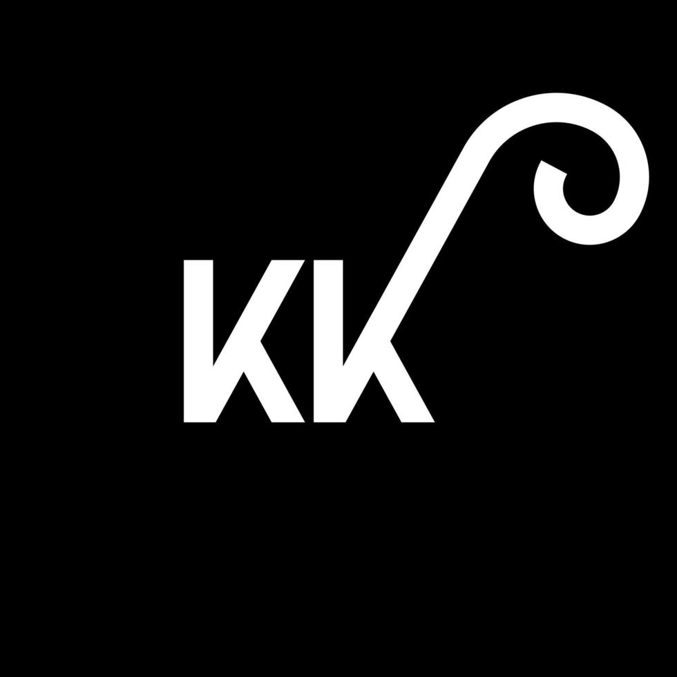 KK letter logo design on black background. KK creative initials letter logo concept. kk letter design. KK white letter design on black background. K K, k k logo vector