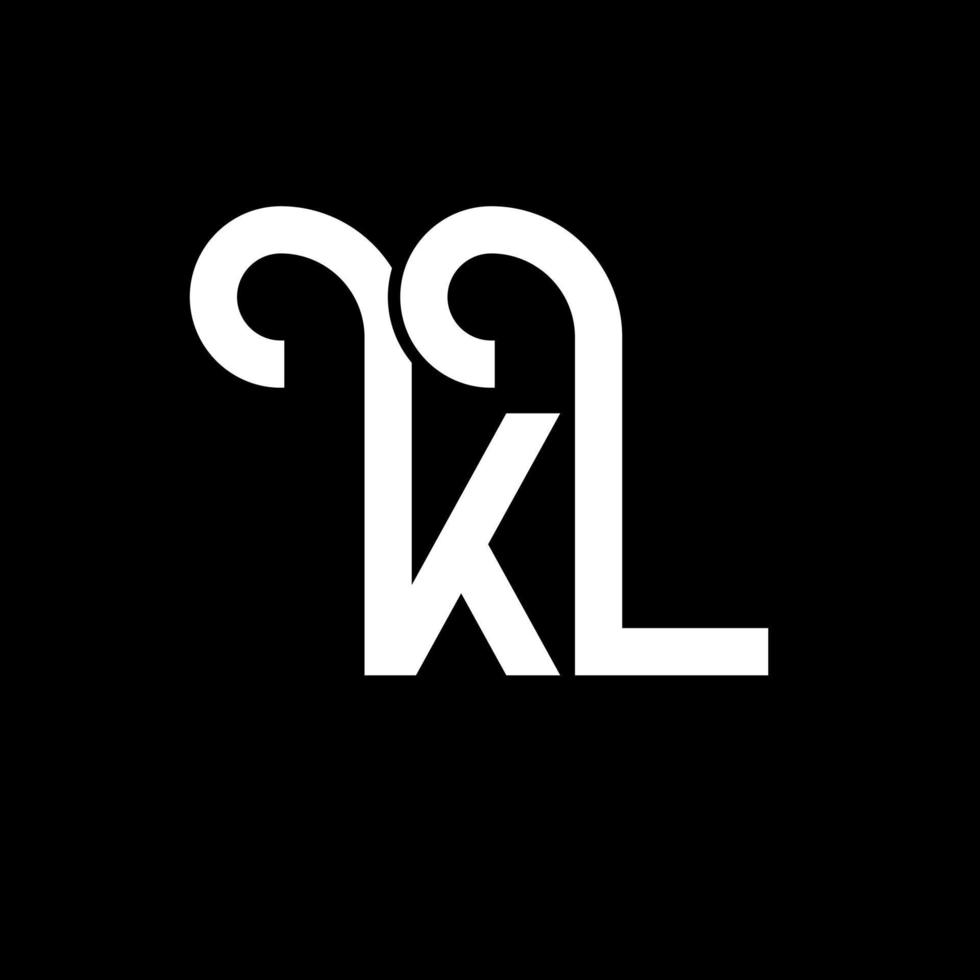 diseño de logotipo de letra kl sobre fondo negro. concepto de logotipo de letra de iniciales creativas kl. diseño de letra kl. kl diseño de letras blancas sobre fondo negro. logotipo de kl, kl vector