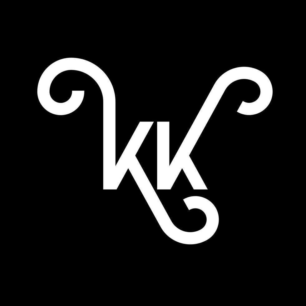 KK letter logo design on black background. KK creative initials letter logo concept. kk letter design. KK white letter design on black background. K K, k k logo vector