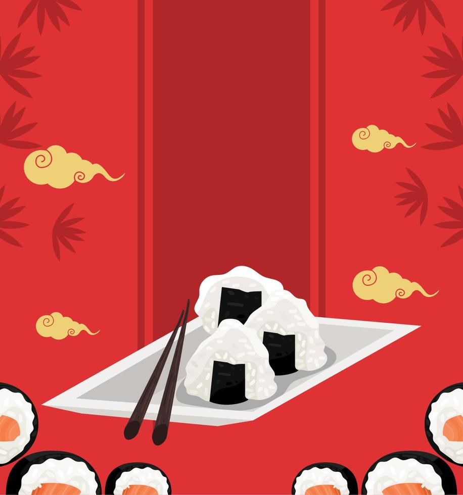 cartel de comida japonesa onigiri vector